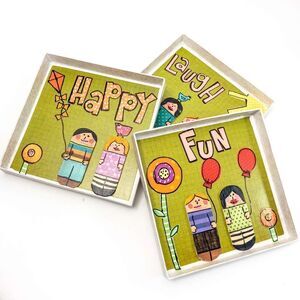 Handmade Paper Collage Art - Laugh, Happy, Fun